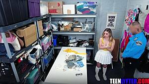 Tiny Teen Shoplifter Stripped Naked and Fucked by Cop