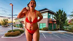 Agarabas And Olpr Strip Tease Masturbate In Public Parking Lot