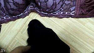 Cum Explodes On Step Sister's Pink Leopard Bra And Black Lingerie Set!