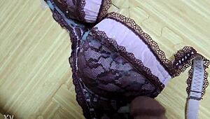 Cum Explodes On Step Sister's Pink Leopard Bra And Black Lingerie Set!