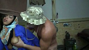 wanna see this hot arab milf's big tits bounce in uniform pussy action?