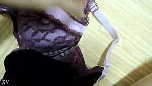 Cum Explodes On Step Sister's Pink Leopard Bra And Black Lingerie Set!