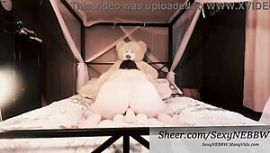 dildo stuffs my fat pussy while huge cock fucks bbw ass double creampie fun