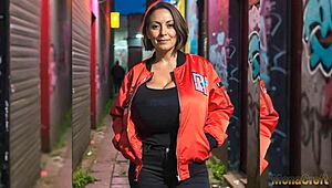 mona croft's massive milf boobs spill from classy bra