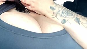 mary jhuana flashes her fat tits in public car ride