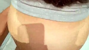 Quick bathroom fuck at the party while friends dance outside. Bent over creampie action heats up fast.