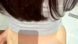 Quick bathroom fuck at the party while friends dance outside. Bent over creampie action heats up fast.