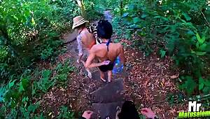 Blonde and brunette hotties tease bush fuck adventure