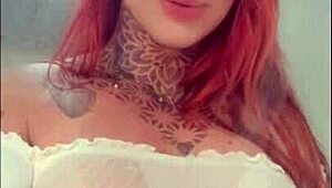 ruiva's big ass and clit shine in sensual shower tease with natural tits