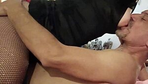 french slut in satin stockings and heels rims asshole then fucks hard