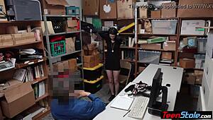 Pale tiny teen suspect fucked hard by cop