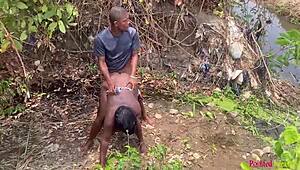 innocent stroll turns into steamy outdoor babe pounding by the river