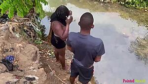 innocent stroll turns into steamy outdoor babe pounding by the river