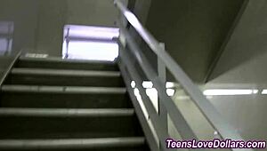 amateur teen takes hardcore outdoor public blowjob cash then jizz cumshot finish