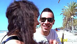 French brunette bends over outdoors craving anal penetration