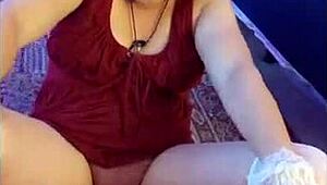 Steffi June's big pussy lips tease in hotwife lingerie vibrator dance