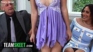 Can you believe Hazel's wild unicorn fantasy with this older couple double-teaming her pussy cowgirl style?