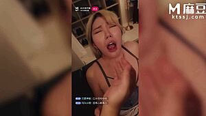 modelmedia asia streamer strips clothes and jumps into wild threesome on live cam