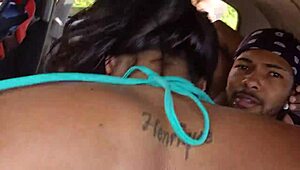 they pick her up for a ride then stop the car to fuck her deep in the woods