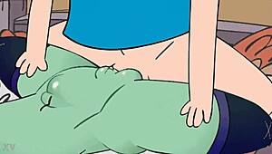 huntress wizard dives into pussy play in adventure time cartoon