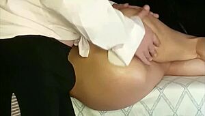 sissy gets oiled massage happy ending from submissive big ass brunette latina