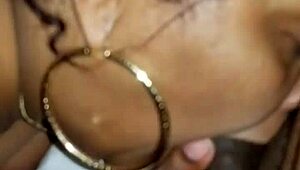 Black Milf Devours Monster Cock and Balls in Horny Blowjob