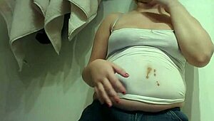 Chubby blonde teen slob goes messy wild with her chocolate fetish cravings