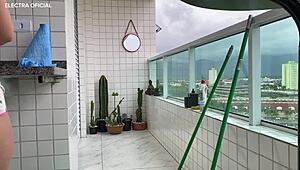 security cam catches sneaky brazilian maid in tight shorts