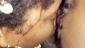 Black Milf Devours Monster Cock and Balls in Horny Blowjob