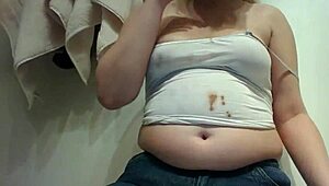 Chubby blonde teen slob goes messy wild with her chocolate fetish cravings