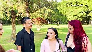 armybooms flirty casting interview flips into bareback threesome cumswap orgy