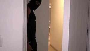 Masked intruder surprises horny young woman she begs for rough fuck!