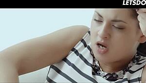 Hot brunette coco de mal fingers pussy then spoons romantic doggystyle sex