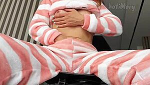 Mysterious teen fingers wet pussy to secret orgasm