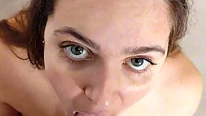 cumming hard on hot blonde's pretty face explosion!