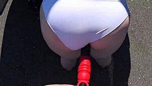 wanna watch girlfriend strap-on fuck fat ass milf outdoors by the car?
