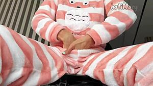 Mysterious teen fingers wet pussy to secret orgasm