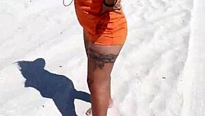 Mexicana Whore Flashes Tits And Ass Groped On Public Beach!