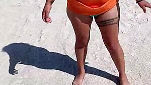 Mexicana Whore Flashes Tits And Ass Groped On Public Beach!