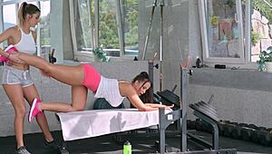 Jennifer Mendez and Rebecca Volpetti's Workout Turns Lesbian