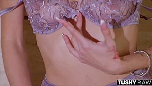 Tiny Sawyer takes huge cock deep in tight ass