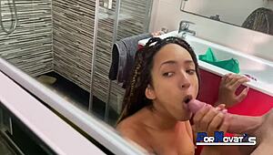 young dominican latina amateur sucks huge spanish cock victor bloom in hotel bathroom for pornovatas casting