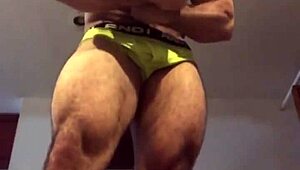 check out muscle geno flexing hard, he demands you worship every ripped inch of his bodybuilder frame