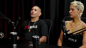 mature beauty with brown eyes hosts wedding official interview at homemade desk