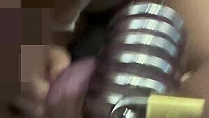 wife locks small cock cuck in cage mocks his tiny dick