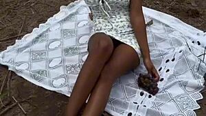 Busty Curvy Brunette Latina Rides Cock Risky Public Nature POV