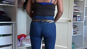 after he fucks my big ass i pull up jeans for huge cumshots dripping out, so hot