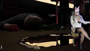 wanna see this busty milf choke on a massive dildo in her see-through stockings cosplay? 