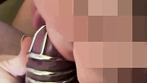 wife locks small cock cuck in cage mocks his tiny dick