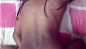 petite ebony domestic kneels to suck boss cock then bends for doggystyle pounding